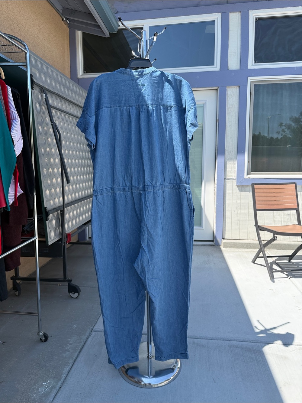 Old Navy Light Blue Chambray Tunic Jumpsuit - Picture 2 of 3